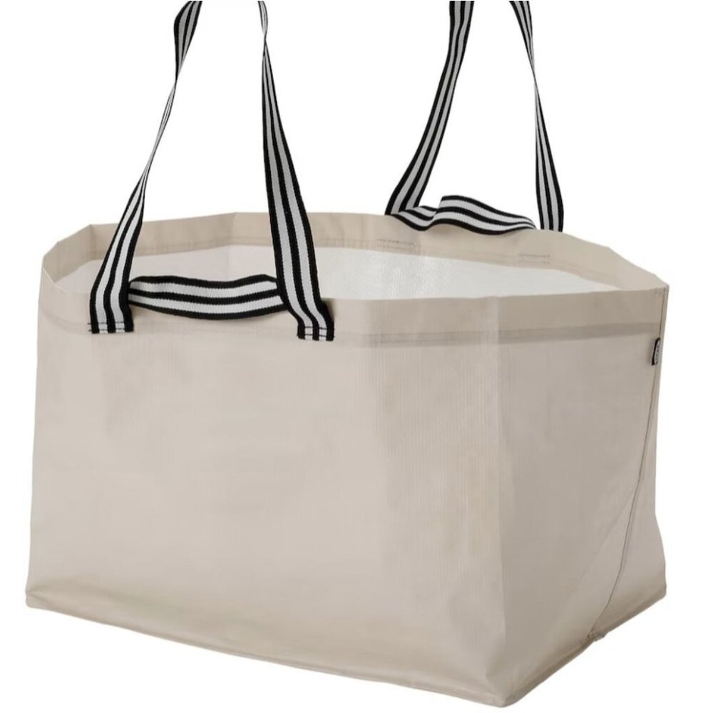 Reusable Shopping Tote Bag Ikea Beige Double Handle Large Solid mq